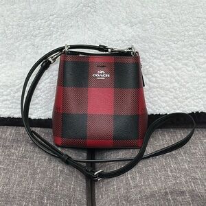 COACH Mini Town Bucket Bag With Buffalo Plaid Print
